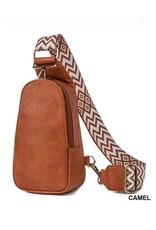 Camel Vegan Leather Sling Bag