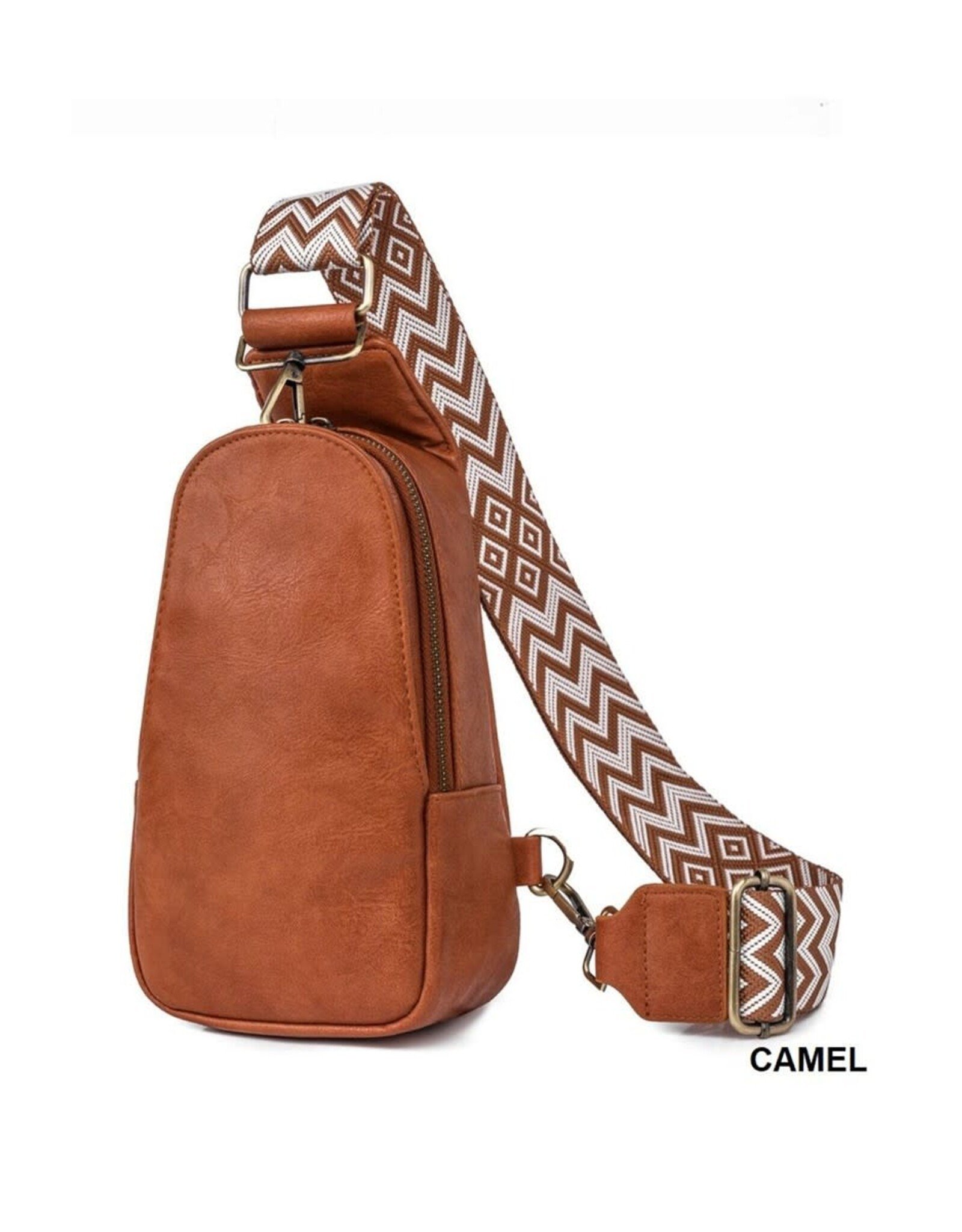 Camel Vegan Leather Sling Bag
