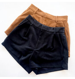 Black High Waist Suede Shorts