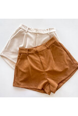 Brown High Waist Suede Shorts