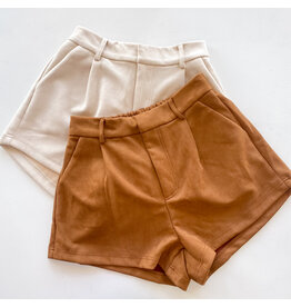 Brown High Waist Suede Shorts