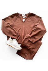 Red Bean V-Neck Sweatshirt Pants Set