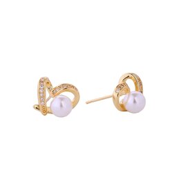 Gold Heart Pearl Earrings