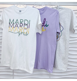 White Mardi Gras Stack Tee