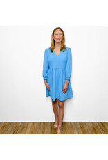 Aqua V-Neck 3/4 Sleeve Dress