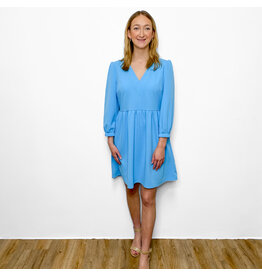 Aqua V-Neck 3/4 Sleeve Dress