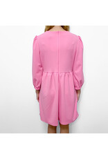 Pink V-Neck 3/4 Sleeve Dress