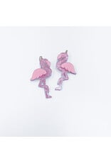 Light Pink Glitter Flamingo Earrings