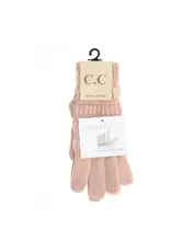 Tween Solid Cable Knit CC Gloves - Indie Pink