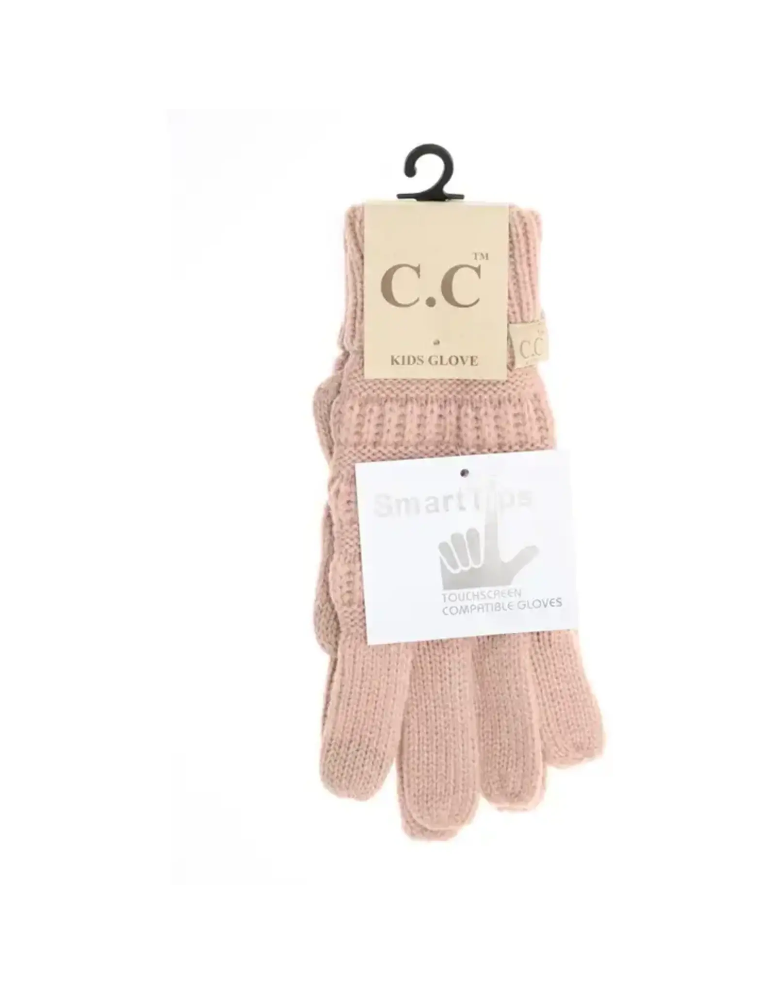 Tween Solid Cable Knit CC Gloves - Indie Pink