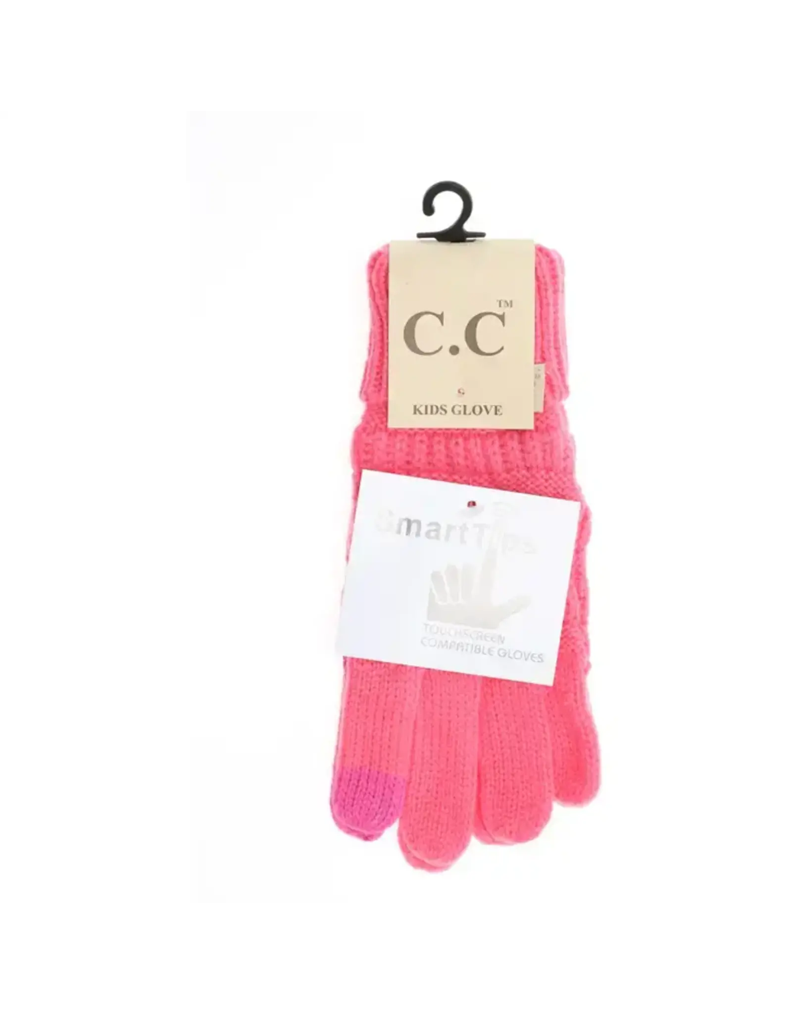 Tween Solid Cable Knit CC Gloves - New Candy Pink