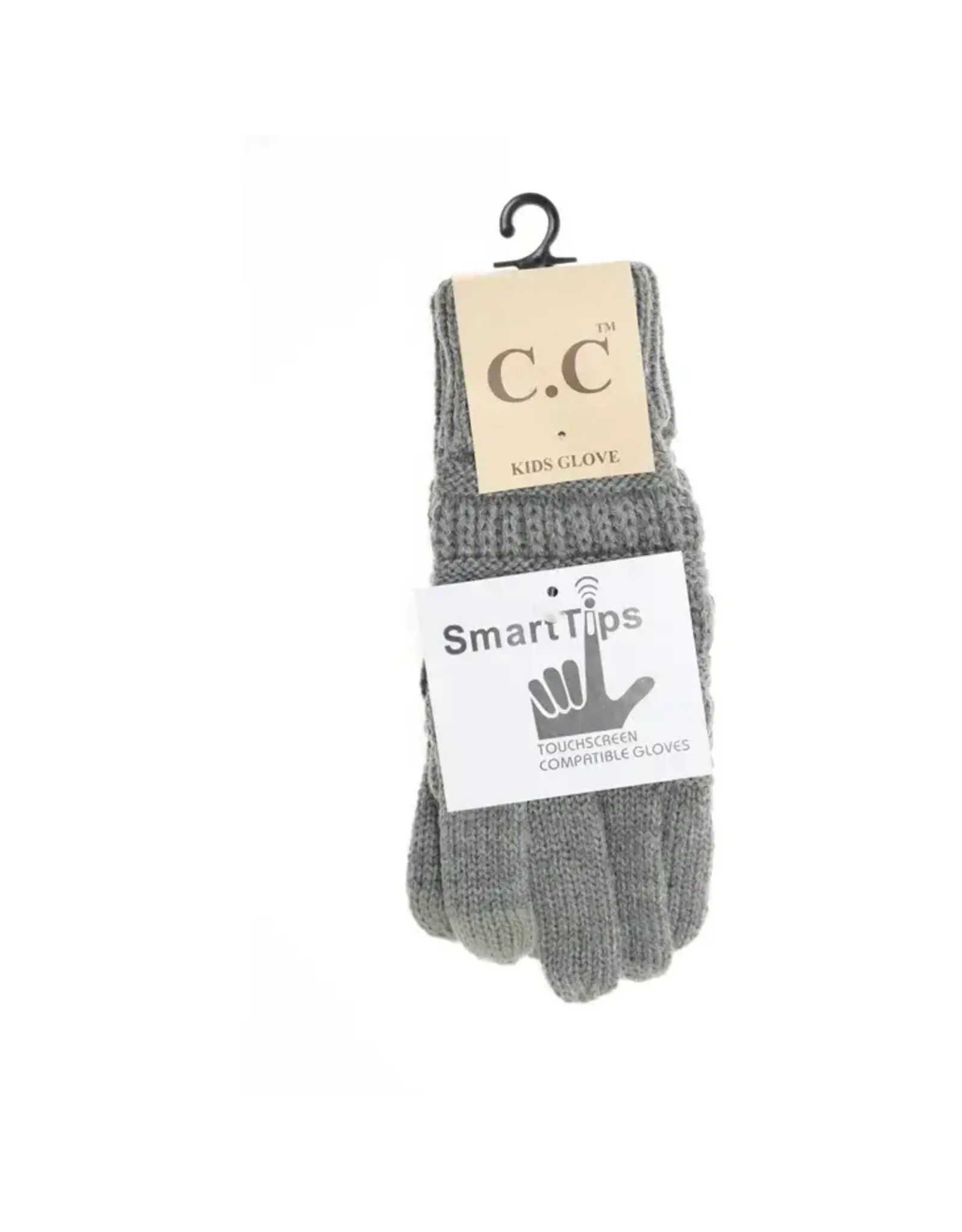 Tween Solid Cable Knit CC Gloves - Lt Grey