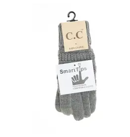 Tween Solid Cable Knit CC Gloves - Lt Grey