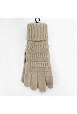 Tween Solid Cable Knit CC Gloves - Beige