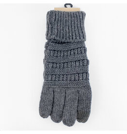 Tween Solid Cable Knit CC Gloves - Dark Grey