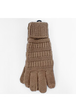 Tween Solid Cable Knit CC Gloves - Taupe