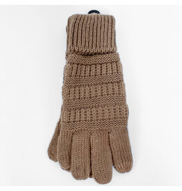 Tween Solid Cable Knit CC Gloves - Taupe