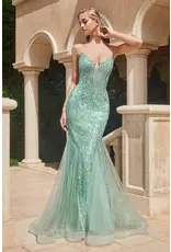 Sage Embellished Mermaid Long Formal Dress - 12