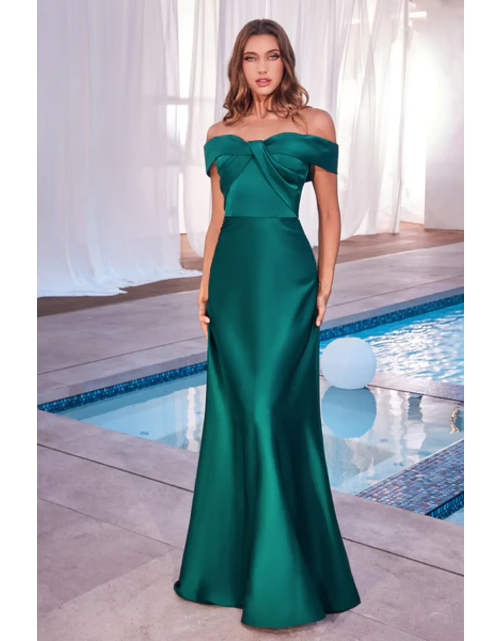 Emerald Off Shoulder Long Formal Dress - 12