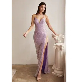 Lavender Iridescent Long Formal Dress - 4