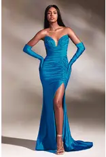 Ocean Blue Glitter Long Formal Dress - 4