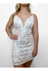 White Hologram Sequin Dress - Large