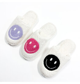 Happy Face Luxury Slippers - Hot Pink