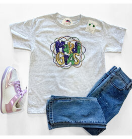 Tween Ash Grey Mardi Gras Bead Tee