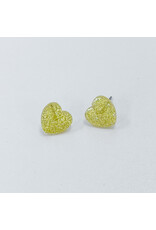 Mardi Gras Yellow Heart Earrings
