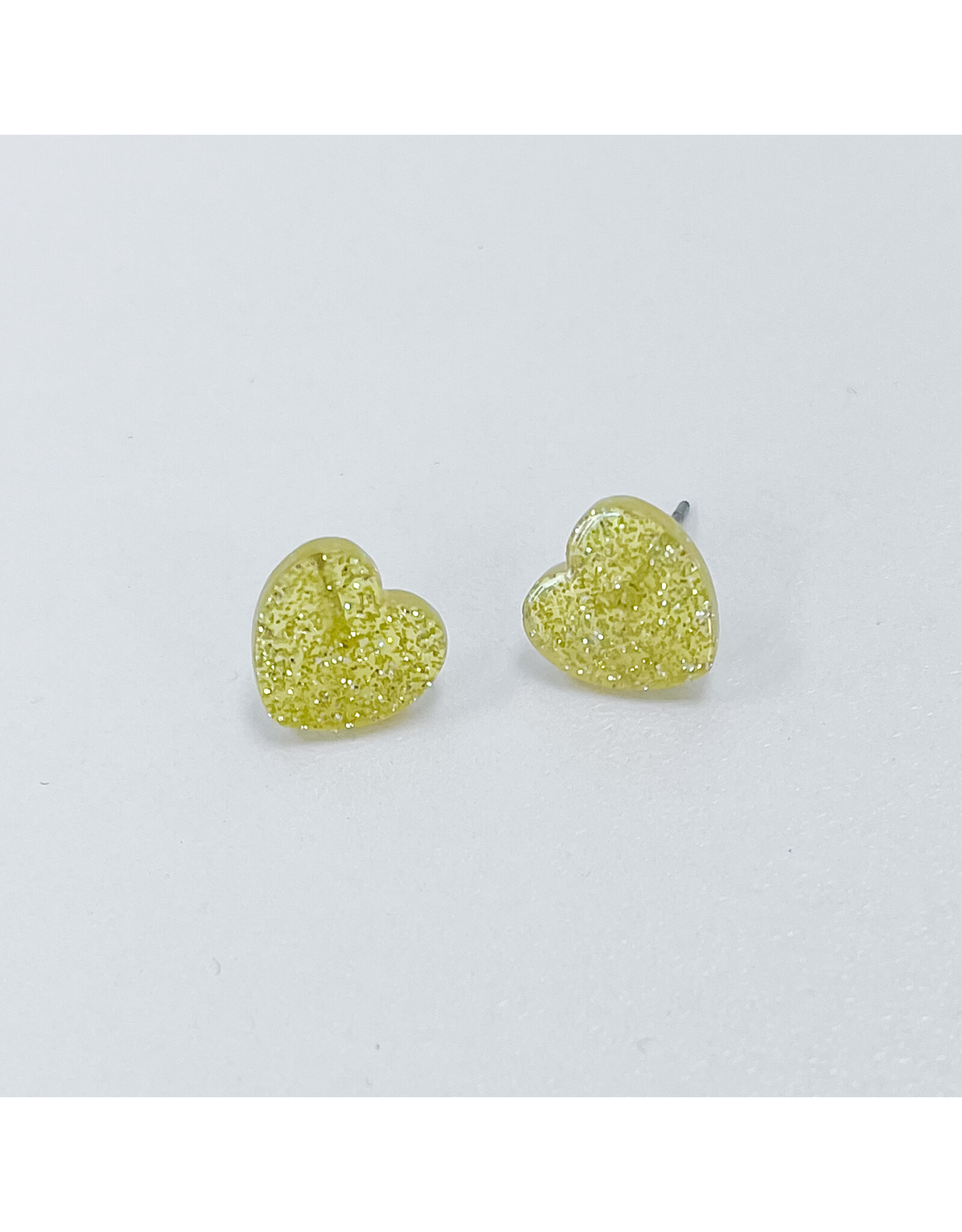 Mardi Gras Yellow Heart Earrings