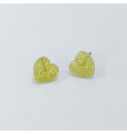 Mardi Gras Yellow Heart Earrings