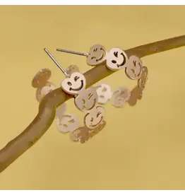 Gold Smiley Heart Hoop Earrings