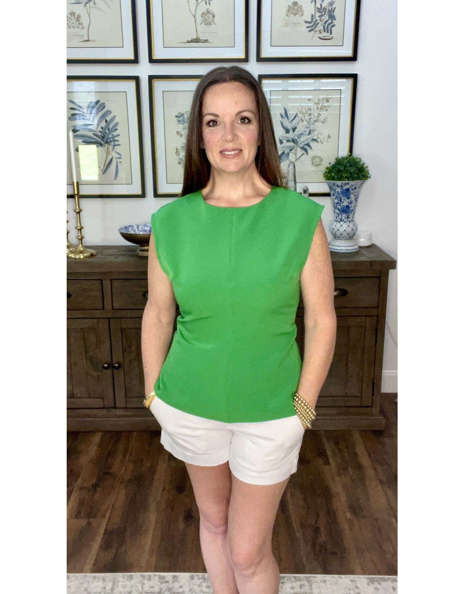 Kelly Green Side Ruched Top