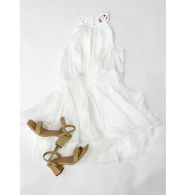 White Halter Ruffle Dress