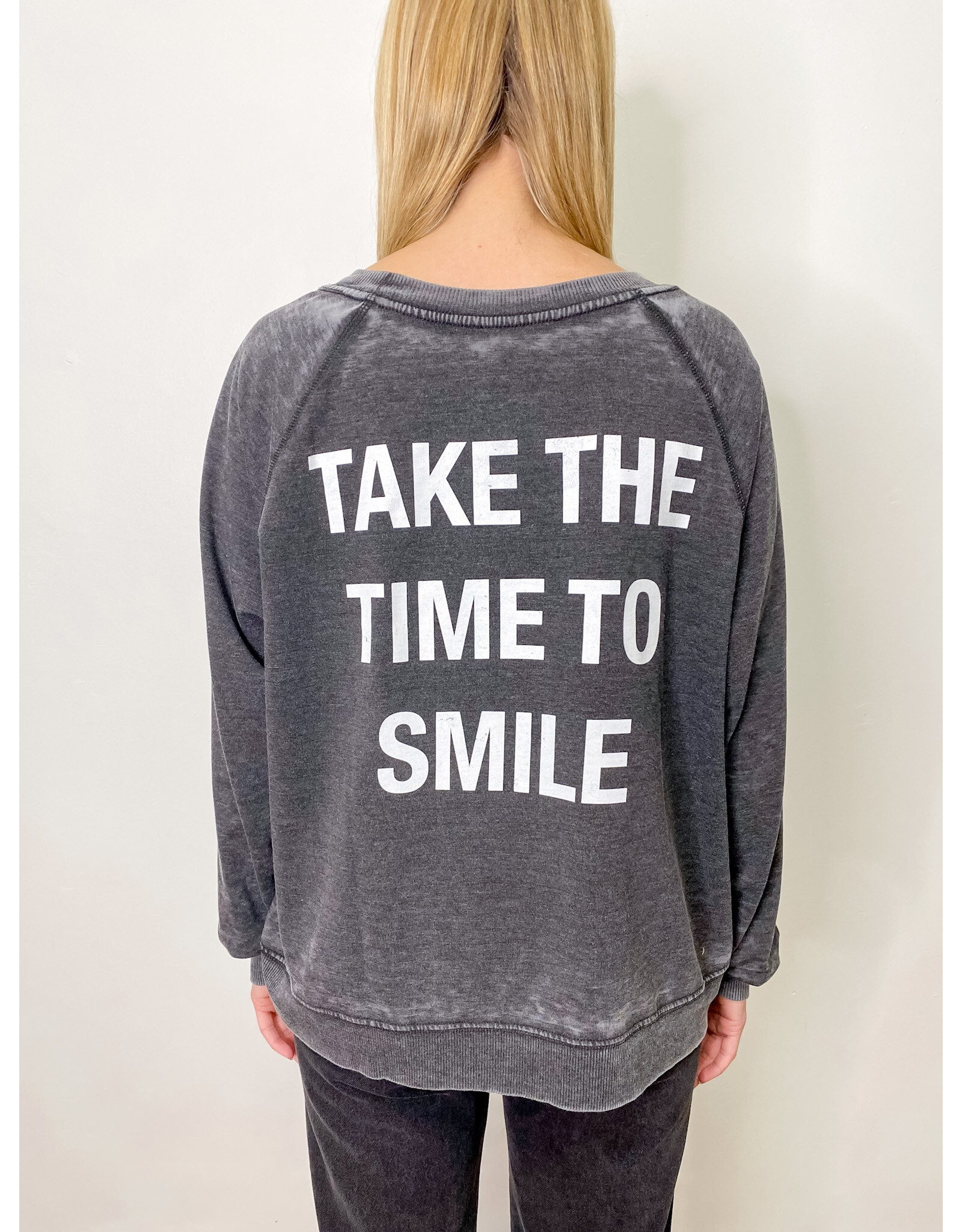 Black Smiley Face Burnout Sweatshirt
