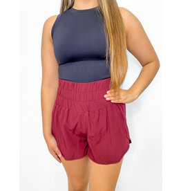 High Rise Athletic Shorts - Berry
