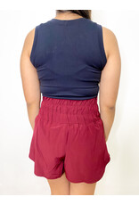 High Rise Athletic Shorts - Berry