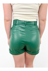 Hunter Green Faux Leather Shorts