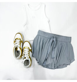 Lt Grey Ruffle Hem Tennis Skirt