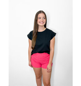 Paper Bag Waist Active Shorts - Fuchsia