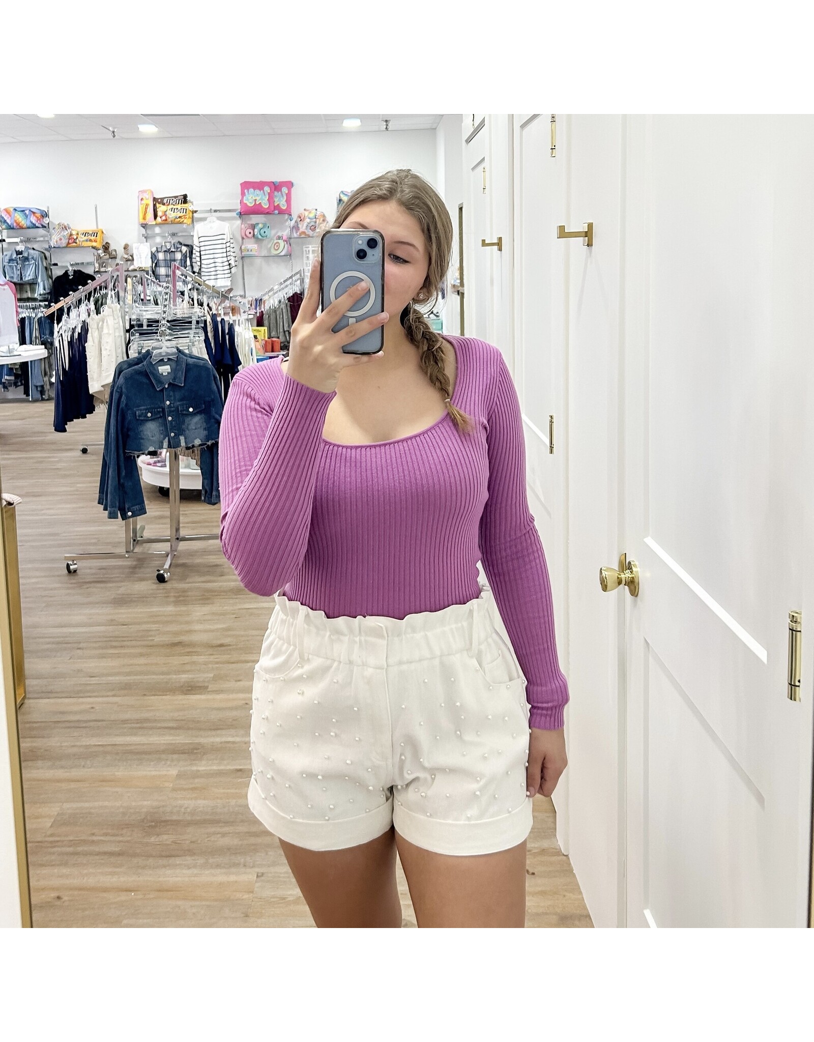 Vintage Plum Ribbed Long Sleeve Top