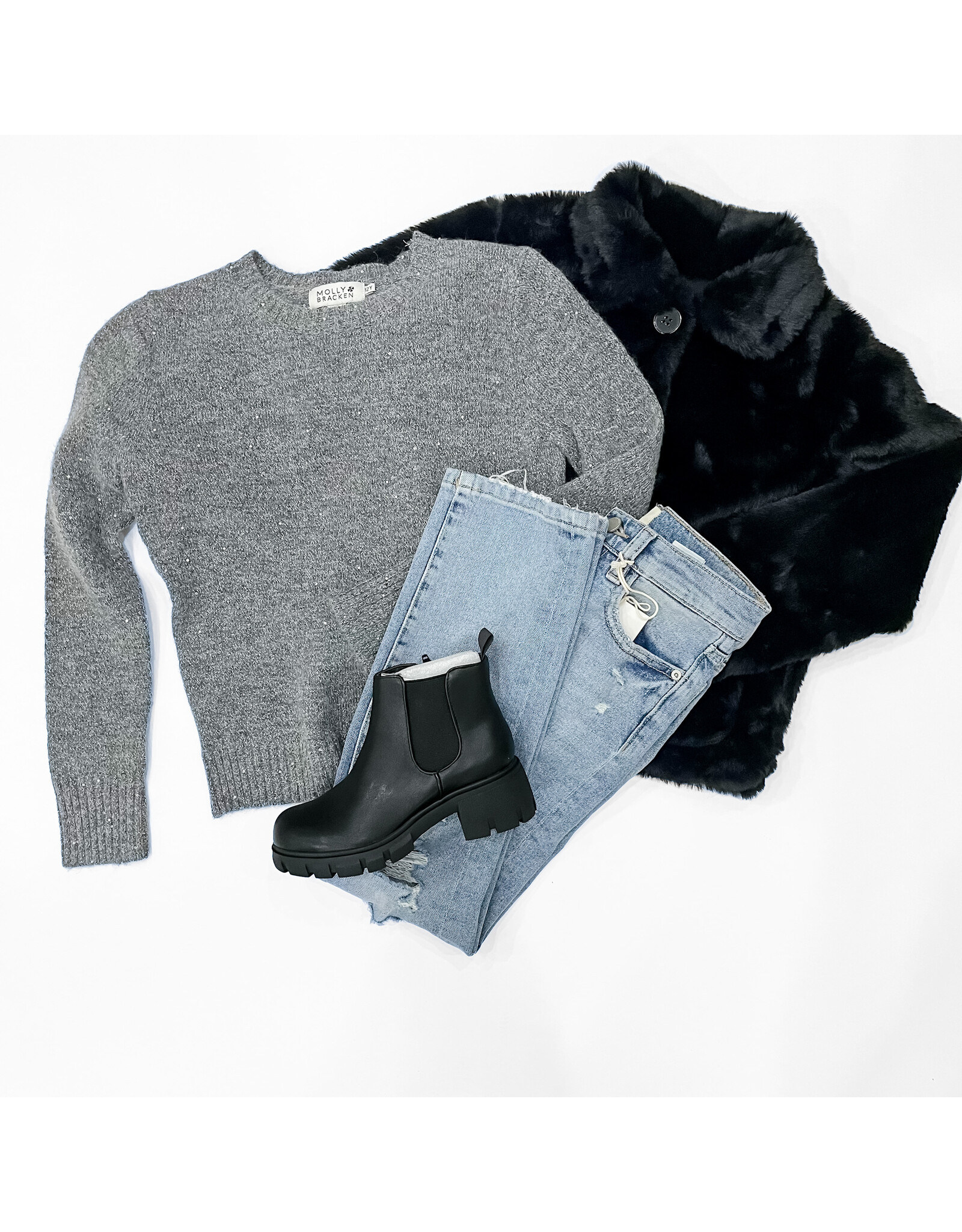 Tween Ash Grey Iridescent Sweater
