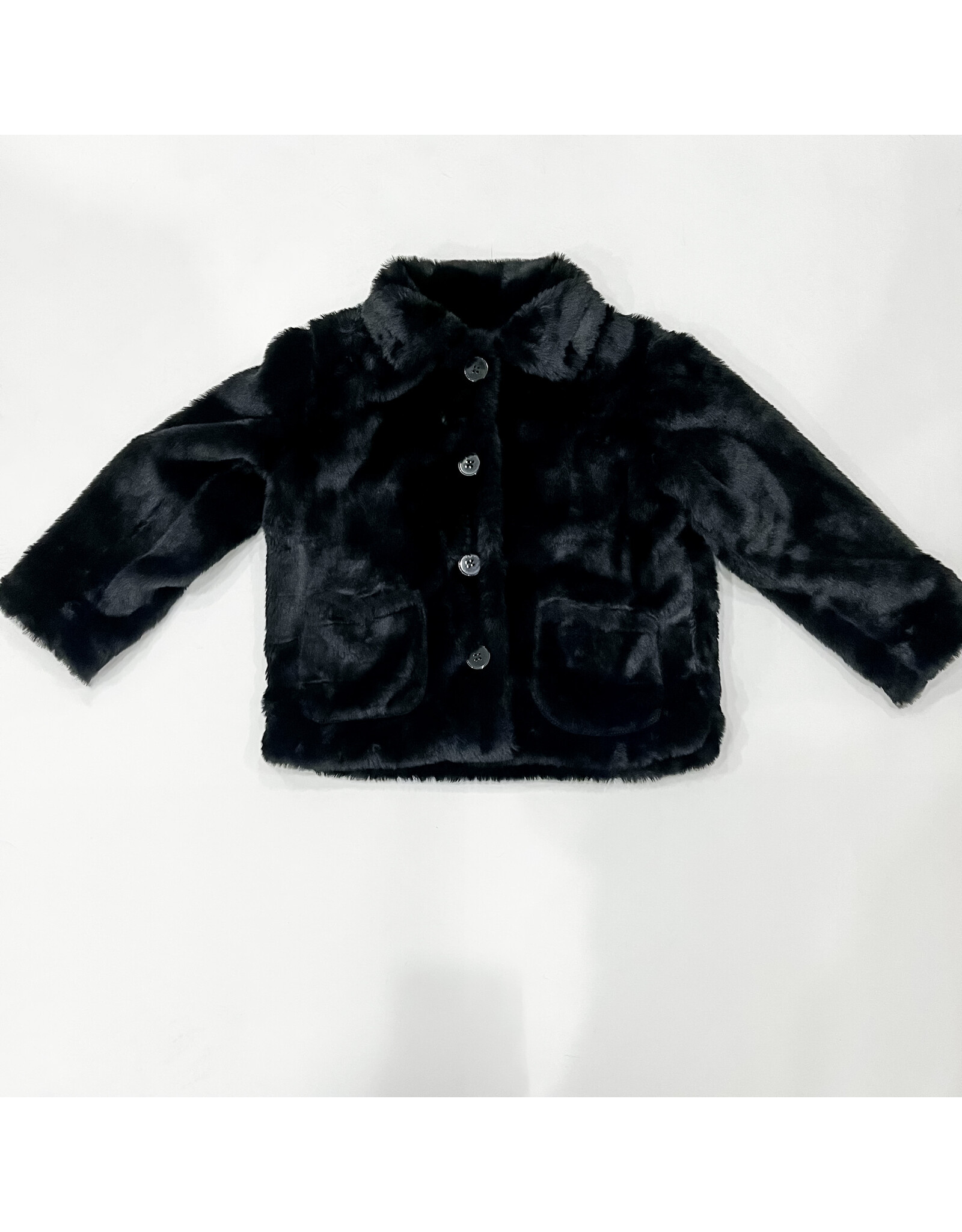Tween Black Faux Fur Coat