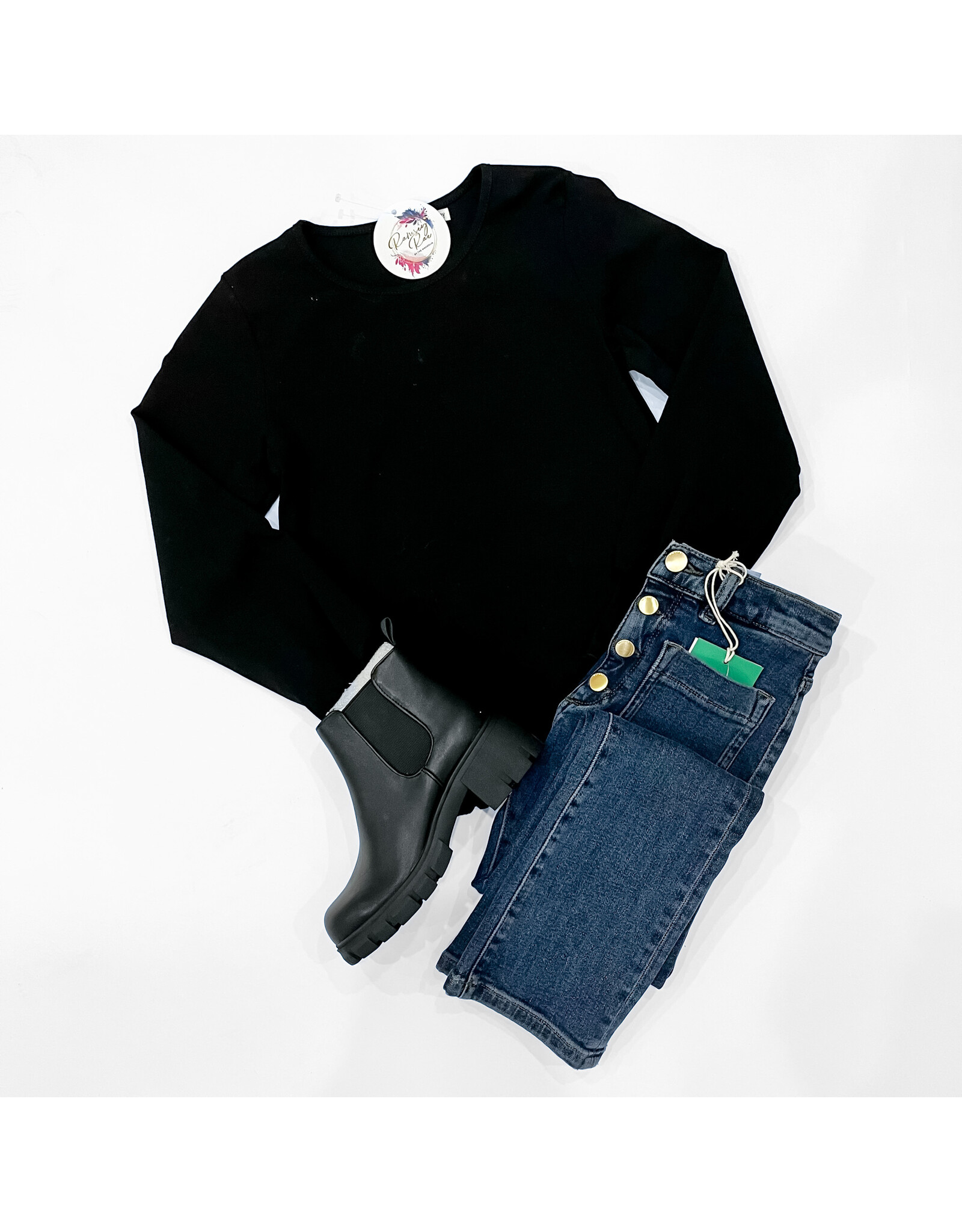 Molly Bracken Tween Black Lettuce Edge Top