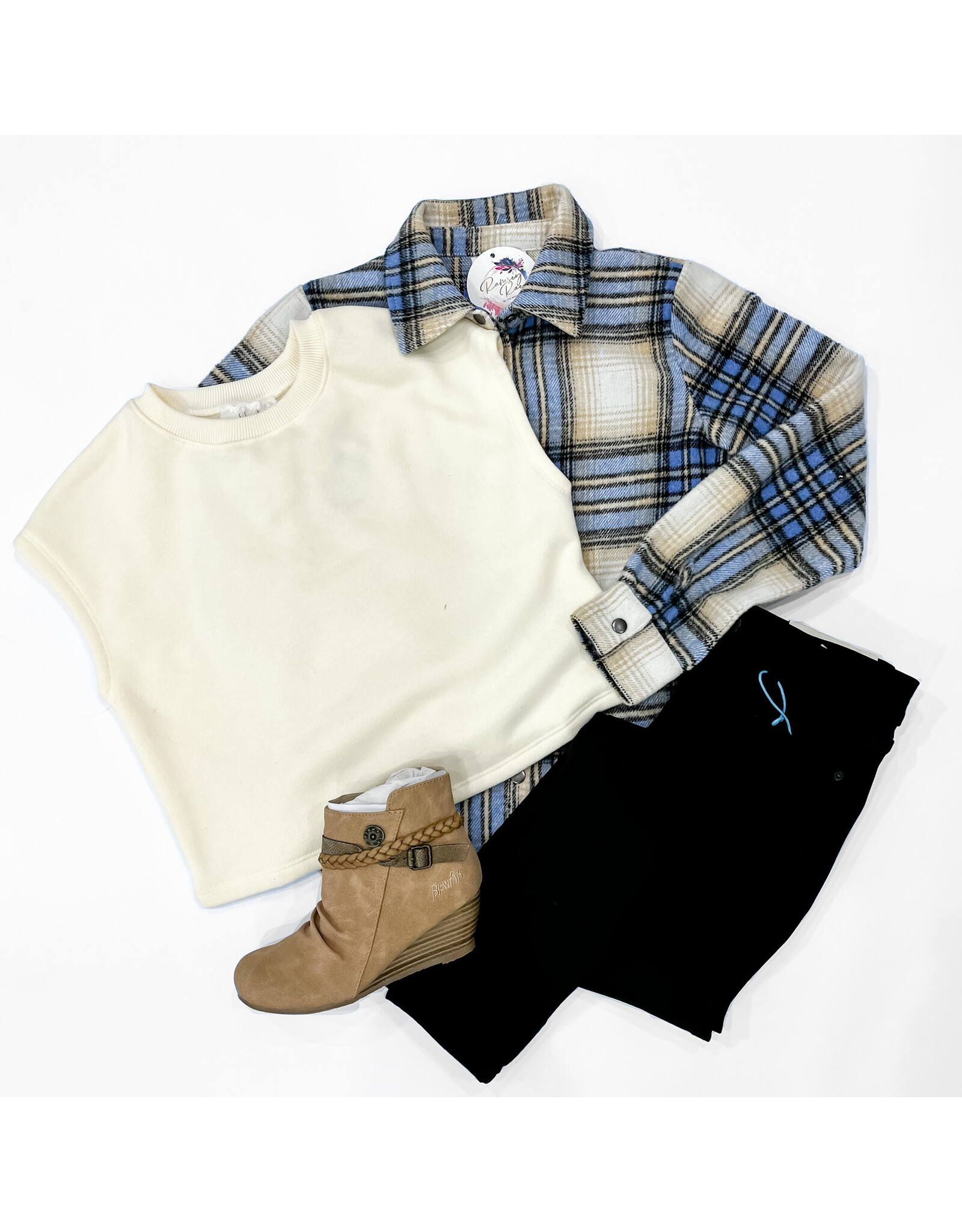 Sadie & Sage Tween Blue Plaid Shacket