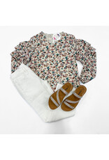 Hayden Tween Cream Printed Ruffle Sleeve Top