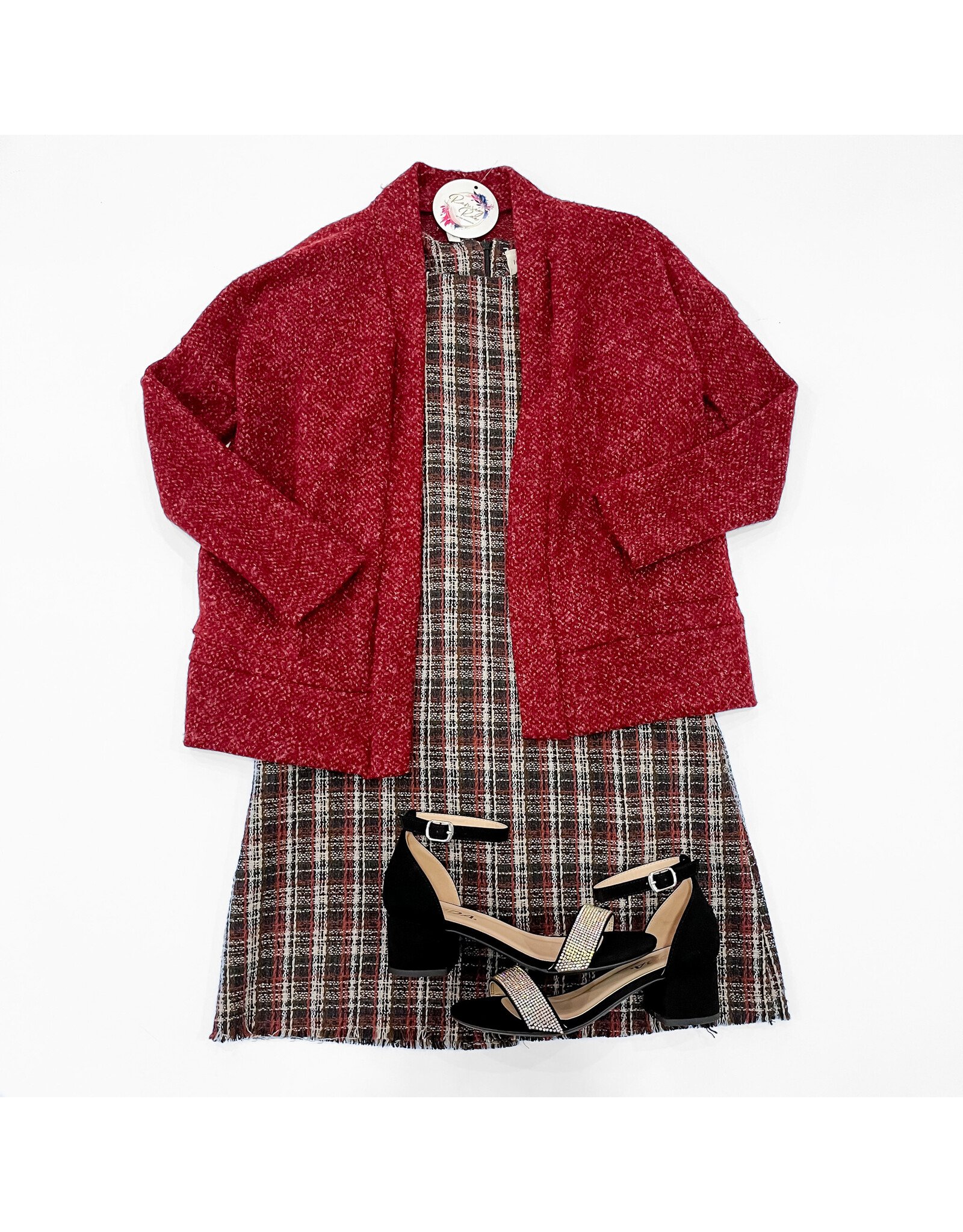 Hayden Tween Fringed Edge Round Neck Shift Dress