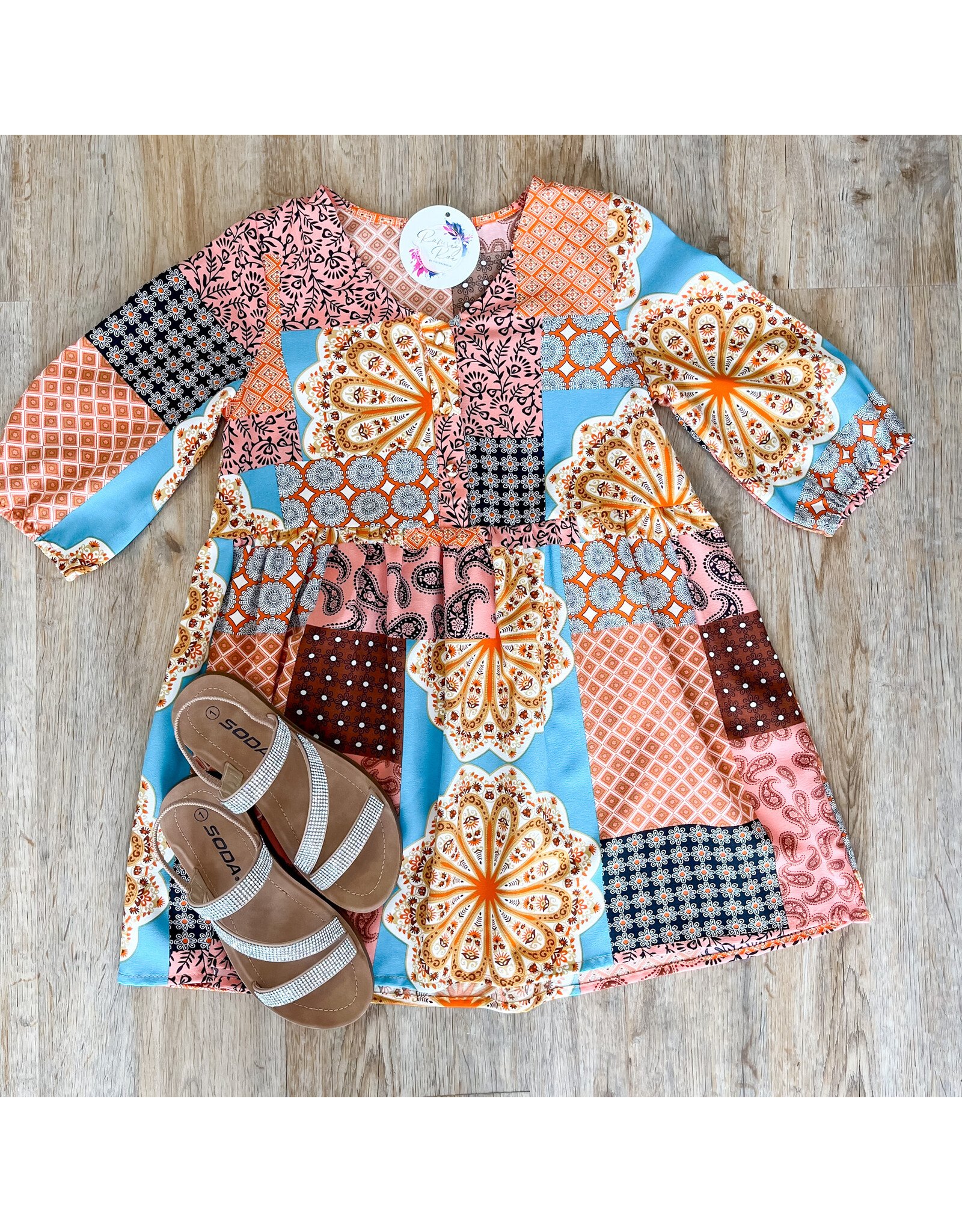 Hayden Tween Orange Patch Print Dress