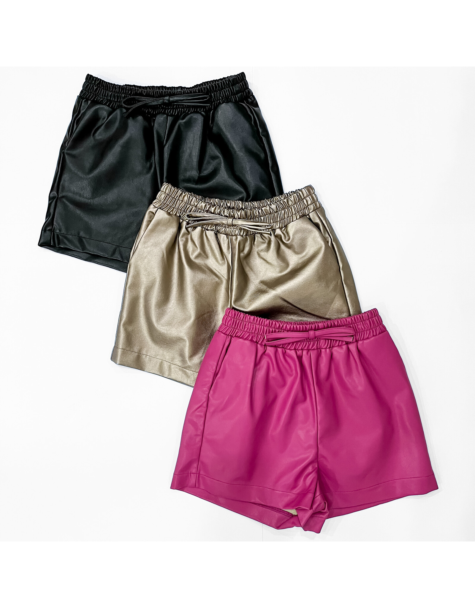 Tween Pink Faux Leather Shorts