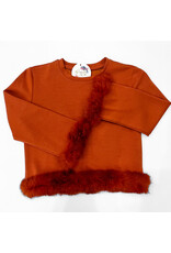 Tween Rust Fur Trim Long Sleeve Top